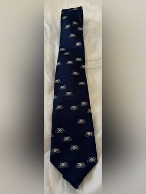 Paul Smith 100% Silk Tie Navy Bicycle Print British Collection Made in England